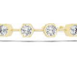 Yellow gold Hexagon Bezel Round Diamond Tennis Bracelet_3