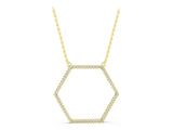 Yellow gold Hexagon Diamond Pavé Prong Pendant_3