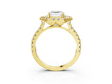 Yellow gold Hexagonal Halo Asscher Cut Diamond Pavé Band with Four-Prong Setting_6