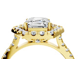 Yellow gold Hexagonal Halo Asscher Cut Diamond Pavé Band with Four-Prong Setting_7