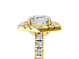 Yellow gold Hexagonal Halo Asscher Cut Diamond Pavé Band with Four-Prong Setting_8