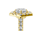 Yellow gold Hexagonal Halo Cushion Cut Diamond Pavé Band with Four-Prong Setting_8