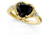 Yellow gold Hexagonal Halo Fancy Black Heart Cut Diamond Solitaire with Pavé Band and Four-Prong Setting_4