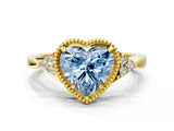 Yellow gold Hexagonal Halo Fancy Blue Heart Cut Diamond Solitaire with Pavé Band and Four-Prong Setting_3