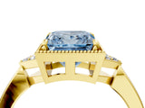 Yellow gold Hexagonal Halo Fancy Blue Princess Cut Diamond Solitaire with Pavé Band and Four-Prong Setting_7