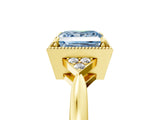 Yellow gold Hexagonal Halo Fancy Blue Princess Cut Diamond Solitaire with Pavé Band and Four-Prong Setting_8