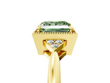 Yellow gold Hexagonal Halo Fancy Green Princess Cut Diamond Solitaire with Pavé Band and Four-Prong Setting_8