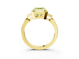 Yellow gold Hexagonal Halo Fancy Yellow Asscher Cut Diamond Solitaire with Pavé Band and Four-Prong Setting_6