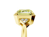Yellow gold Hexagonal Halo Fancy Yellow Asscher Cut Diamond Solitaire with Pavé Band and Four-Prong Setting_8