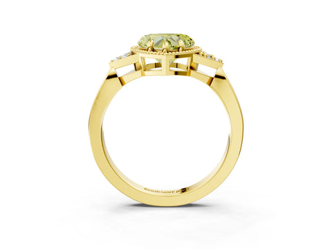 Yellow gold Hexagonal Halo Fancy Yellow Heart Cut Diamond Solitaire with Pavé Band and Four-Prong Setting_6