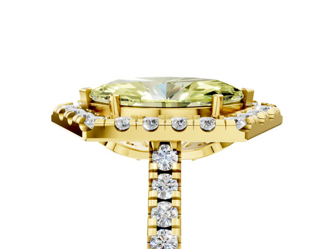 Yellow gold Hexagonal Halo Fancy Yellow Marquise Cut Diamond Pavé Band with Four-Prong Setting_5