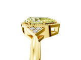 Yellow gold Hexagonal Halo Fancy Yellow Pear Cut Diamond Solitaire with Pavé Band and Four-Prong Setting_8