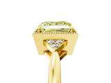 Yellow gold Hexagonal Halo Fancy Yellow Princess Cut Diamond Solitaire with Pavé Band and Four-Prong Setting_8