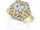 Yellow gold Hexagonal Halo Heart Cut Diamond Pavé Band with Four-Prong Setting_4