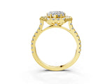 Yellow gold Hexagonal Halo Heart Cut Diamond Pavé Band with Four-Prong Setting_6