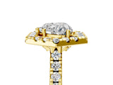 Yellow gold Hexagonal Halo Heart Cut Diamond Pavé Band with Four-Prong Setting_8