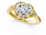 Yellow gold Hexagonal Halo Heart Cut Diamond Solitaire with Pavé Band and Four-Prong Setting_4