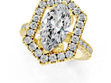 Yellow gold Hexagonal Halo Marquise Cut Diamond Pavé Band with Four-Prong Setting_4