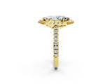 Yellow gold Hexagonal Halo Marquise Cut Diamond Pavé Band with Four-Prong Setting_5