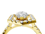Yellow gold Hexagonal Halo Marquise Cut Diamond Pavé Band with Four-Prong Setting_7