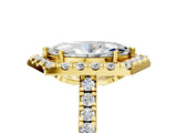 Yellow gold Hexagonal Halo Marquise Cut Diamond Pavé Band with Four-Prong Setting_8