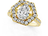 Yellow gold Hexagonal Halo Pear Cut Diamond Pavé Band with Four-Prong Setting_4