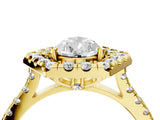 Yellow gold Hexagonal Halo Pear Cut Diamond Pavé Band with Four-Prong Setting_7
