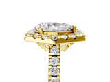 Yellow gold Hexagonal Halo Pear Cut Diamond Pavé Band with Four-Prong Setting_8