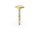 Yellow gold Hexagonal Halo Princess Cut Diamond Pavé Band with Four-Prong Setting_5