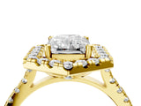 Yellow gold Hexagonal Halo Radiant Cut Diamond Pavé Band with Four-Prong Setting_7
