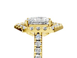Yellow gold Hexagonal Halo Radiant Cut Diamond Pavé Band with Four-Prong Setting_8