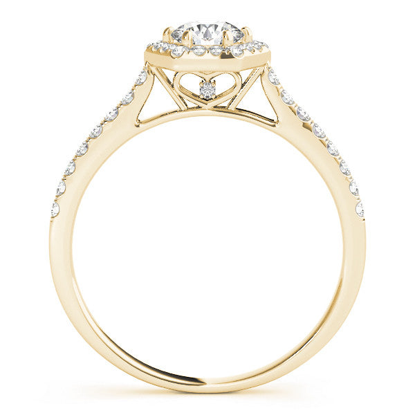 Yellow gold Hexagonal Halo Round Diamond Pavé Band with Four-Prong Setting 2