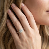 Yellow gold Hexagonal Halo Round Diamond Pavé Band with Four-Prong Setting_5