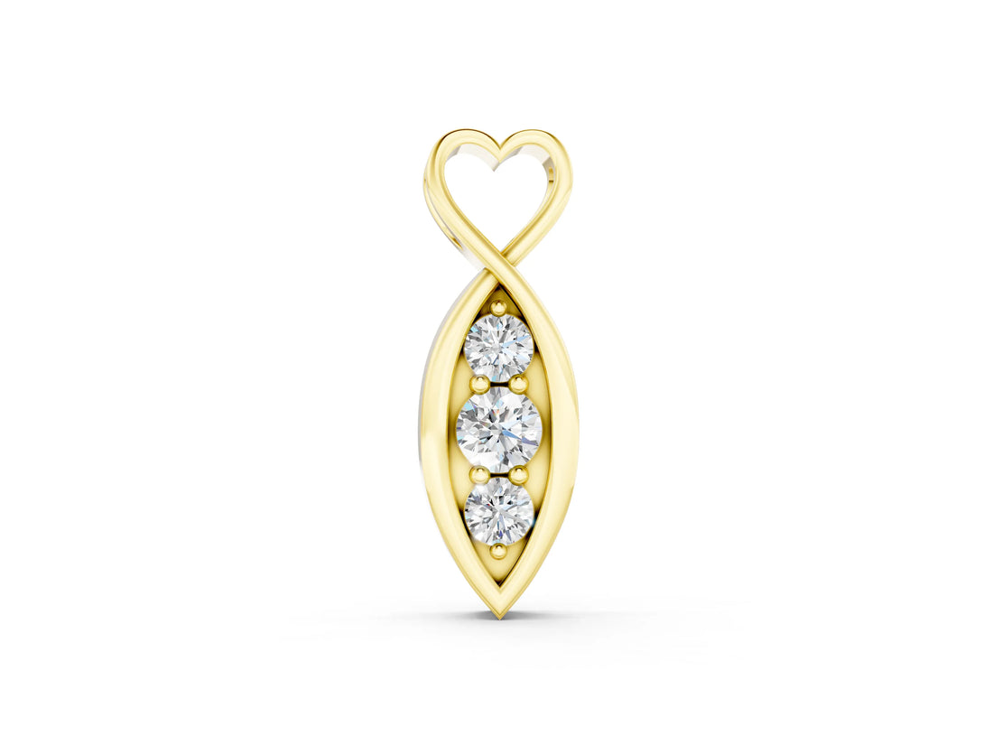 Yellow gold Infinity Heart Pendant with Round Diamond Prong Setting_3