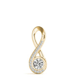 Yellow gold Infinity Pavé Round Diamond Bezel Pendant 1