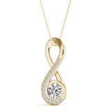 Yellow gold Infinity Pavé Round Diamond Bezel Pendant