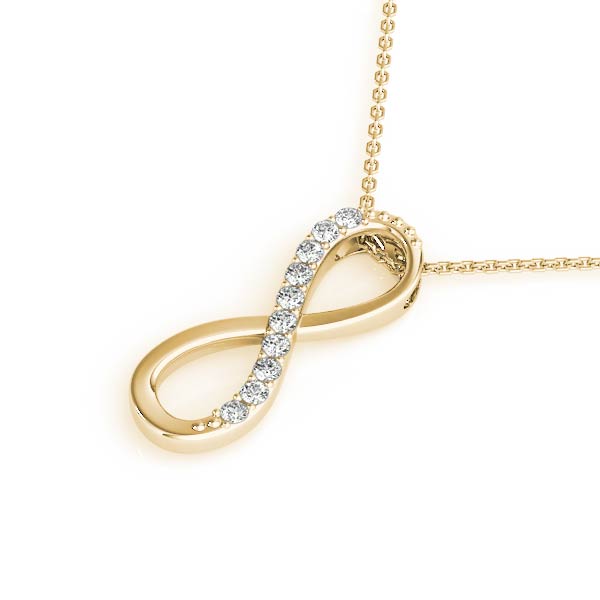 Yellow gold Infinity Pendant with Round Brilliant Diamonds in Pavé Setting 1