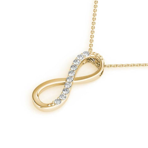 Yellow gold Infinity Pendant with Round Brilliant Diamonds in Pavé Setting 1