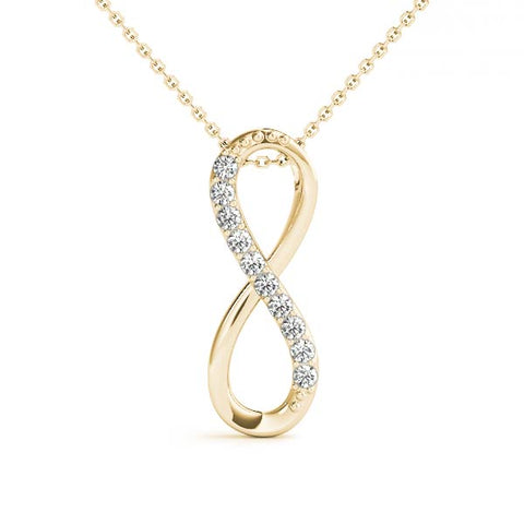 Yellow gold Infinity Pendant with Round Brilliant Diamonds in Pavé Setting