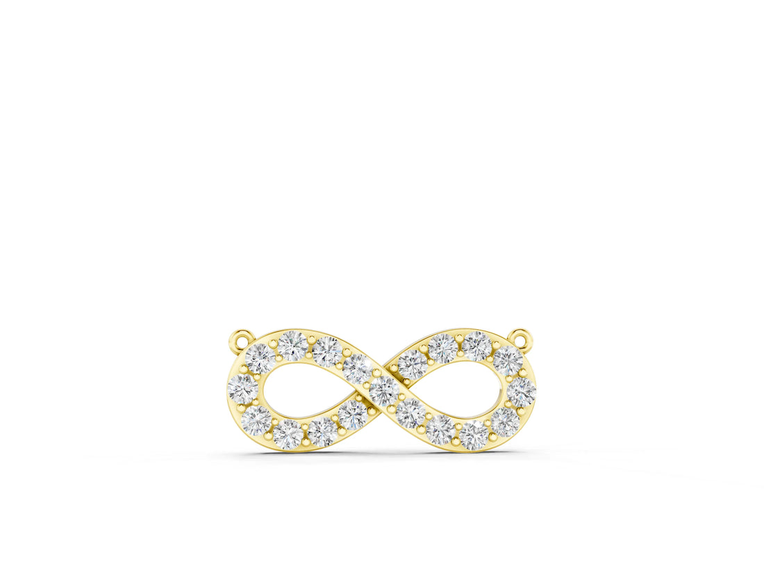 Yellow gold Infinity Pendant with Round Cut Diamonds in Pavé Setting_16