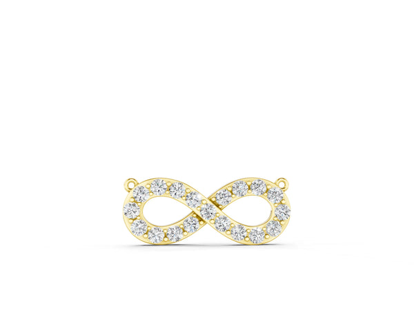 Yellow gold Infinity Pendant with Round Cut Diamonds in Pavé Setting