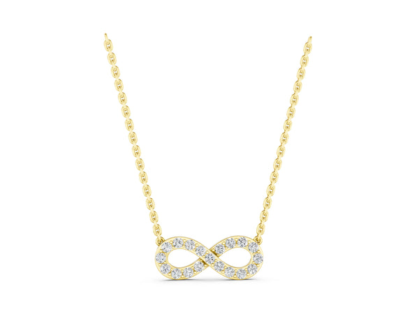 Yellow gold Infinity Pendant with Round Diamond Pavé Setting