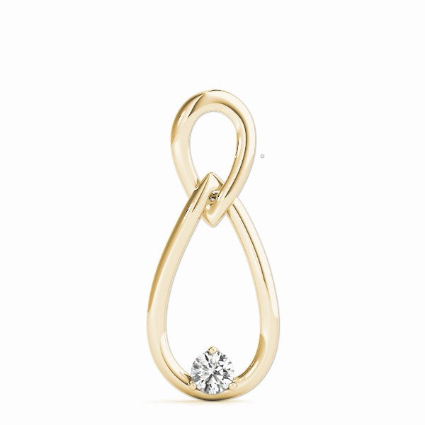 Yellow gold Infinity Teardrop Pendant with Round Diamond in Bezel Setting 1