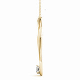 Yellow gold Infinity Teardrop Pendant with Round Diamond in Bezel Setting 2