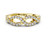 Yellow gold Infinity Twist Diamond Pavé Band with Round Stones and Prong Setting_2