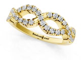 Yellow gold Infinity Twist Diamond Pavé Band with Round Stones and Prong Setting_3