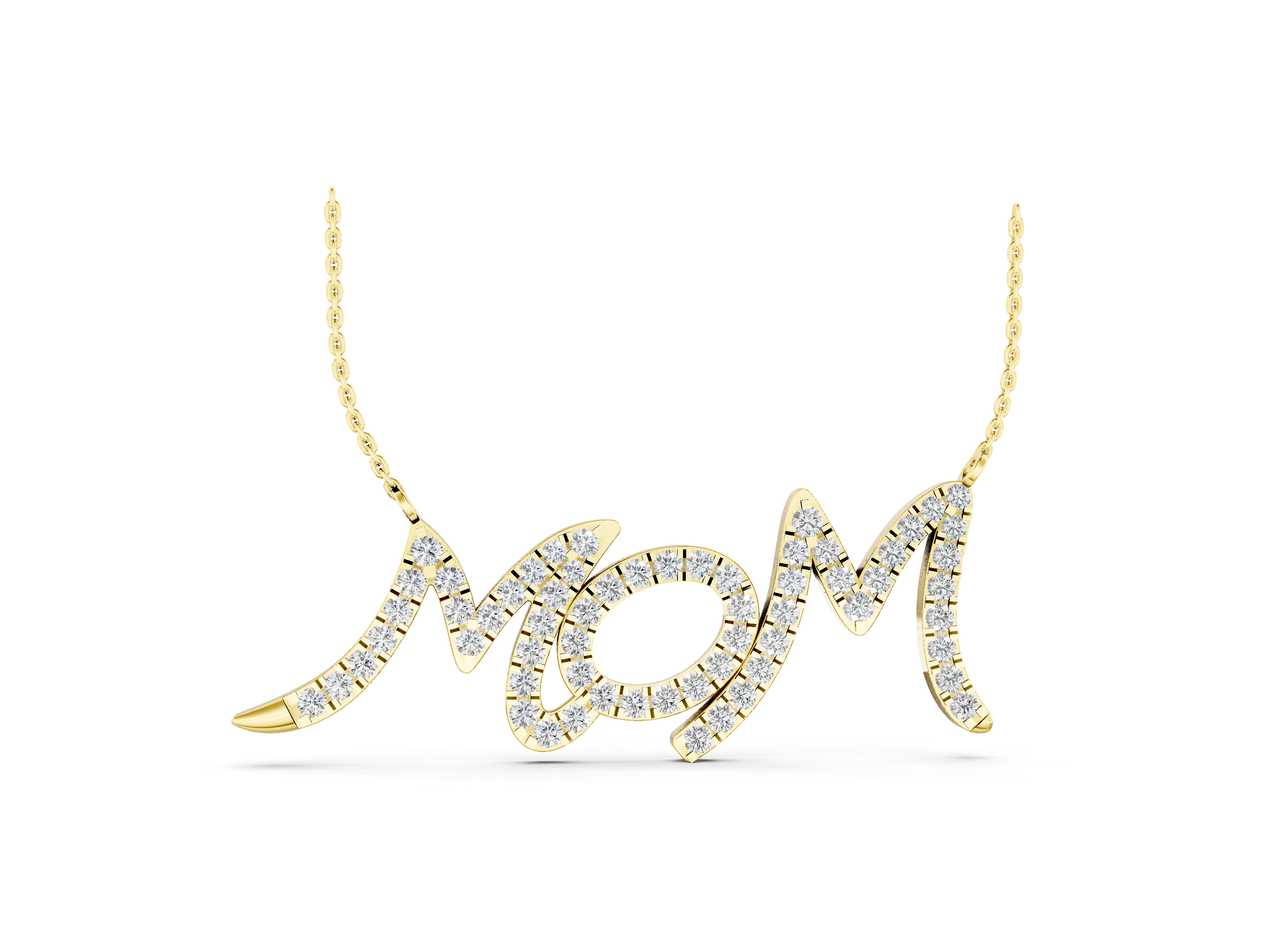 Yellow gold MOM Diamond Pendant with Pave Setting