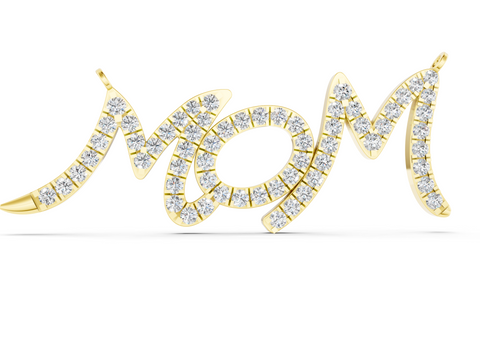 Yellow gold MOM Diamond Pendant with Pave Setting_1