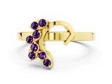 Yellow gold Marquise Amethyst Cluster Bypass Ring with Prong Setting_6