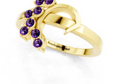 Yellow gold Marquise Amethyst Cluster Bypass Ring with Prong Setting_7